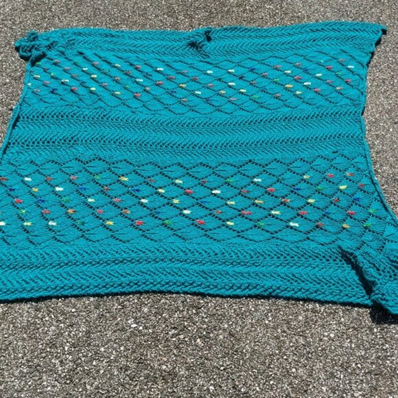 Handmade Knit Yarn Throw Blanket Afghan - Picture 8 of 8
